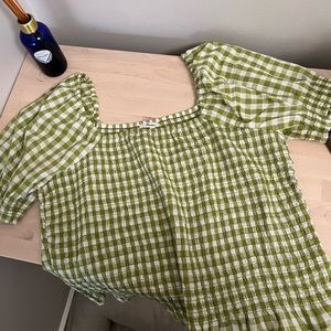 Madewell NWT gingham green top